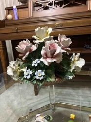 Capodimonte Porcelain Floral Basket