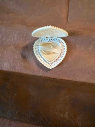 Vintage Heart-Shaped Ring Box with Scalloped Edges