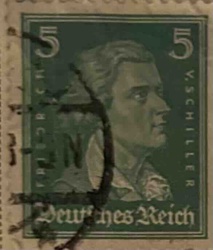 German Postage Stamp, 5 Reichspfennig, Featuring Friedrich Schiller