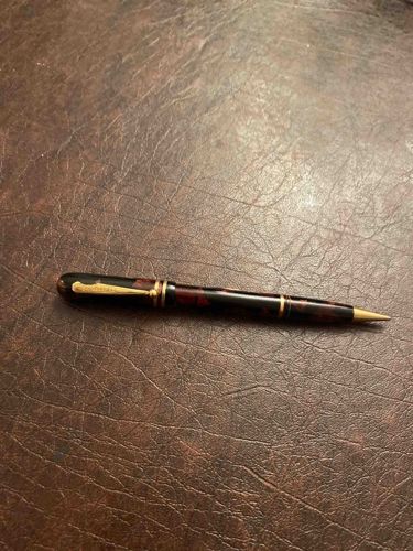 Vintage Marbleized Burgundy and Black Fountain Pen or Mechanical Pencil