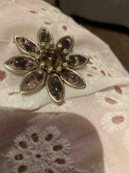Floral Cabochon and Inlay Brooch