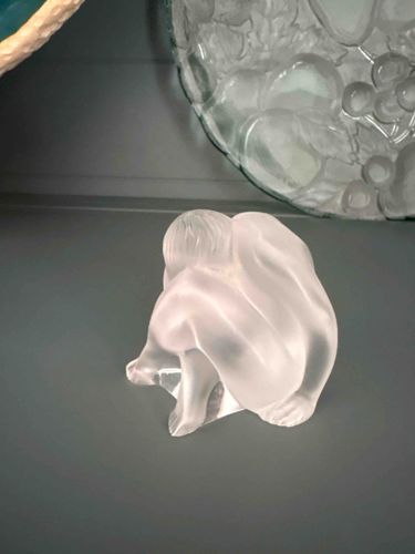 Frosted Glass Seated Female Figure Sculpture