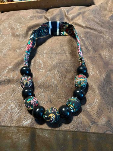 Fabric and Bead Statement Necklace