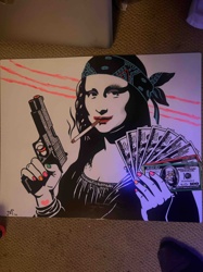 Mona Lisa with Gun and Money Pop Art Painting
