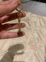 Vintage Gold-Toned Twisted Chain and Cabochon Earring