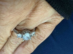 Three-Stone Silver-Tone Ring with Clear Gemstones