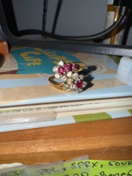 Vintage 18K Gold Ruby and Diamond Bypass Cocktail Ring