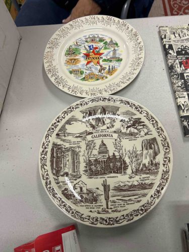 Vintage State Souvenir Plates (Texas and California)