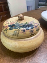 Hand-Painted Floral Wooden Lidded Box by Shulco