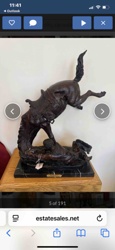 Bronze Equestrian Sculpture of Rearing Horse with Fallen Rider