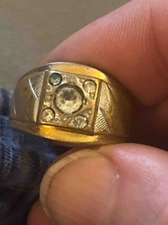 Gold-Toned Square Head Ring with Clear Stones