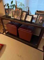 Industrial Style Console Table with Storage Ottomans