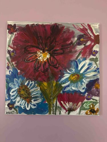 Hand-Painted Floral Still Life on Canvas