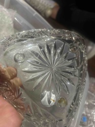 Pressed Glass Dish with Starburst and Hobnail Pattern