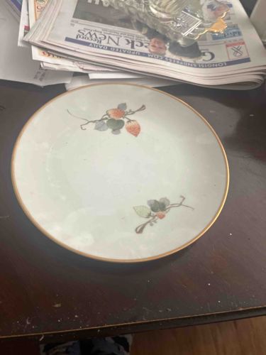 Ceramic Plate with Strawberry Motif
