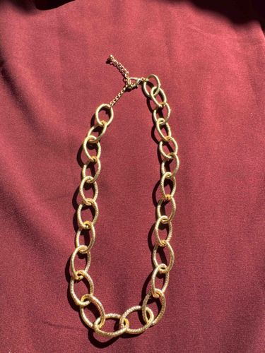 Gold-Tone Textured Oval Link Necklace