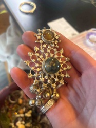 Filigree and Gemstone Pendant or Brooch