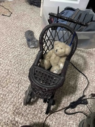 Miniature Wicker Pram / Doll Stroller