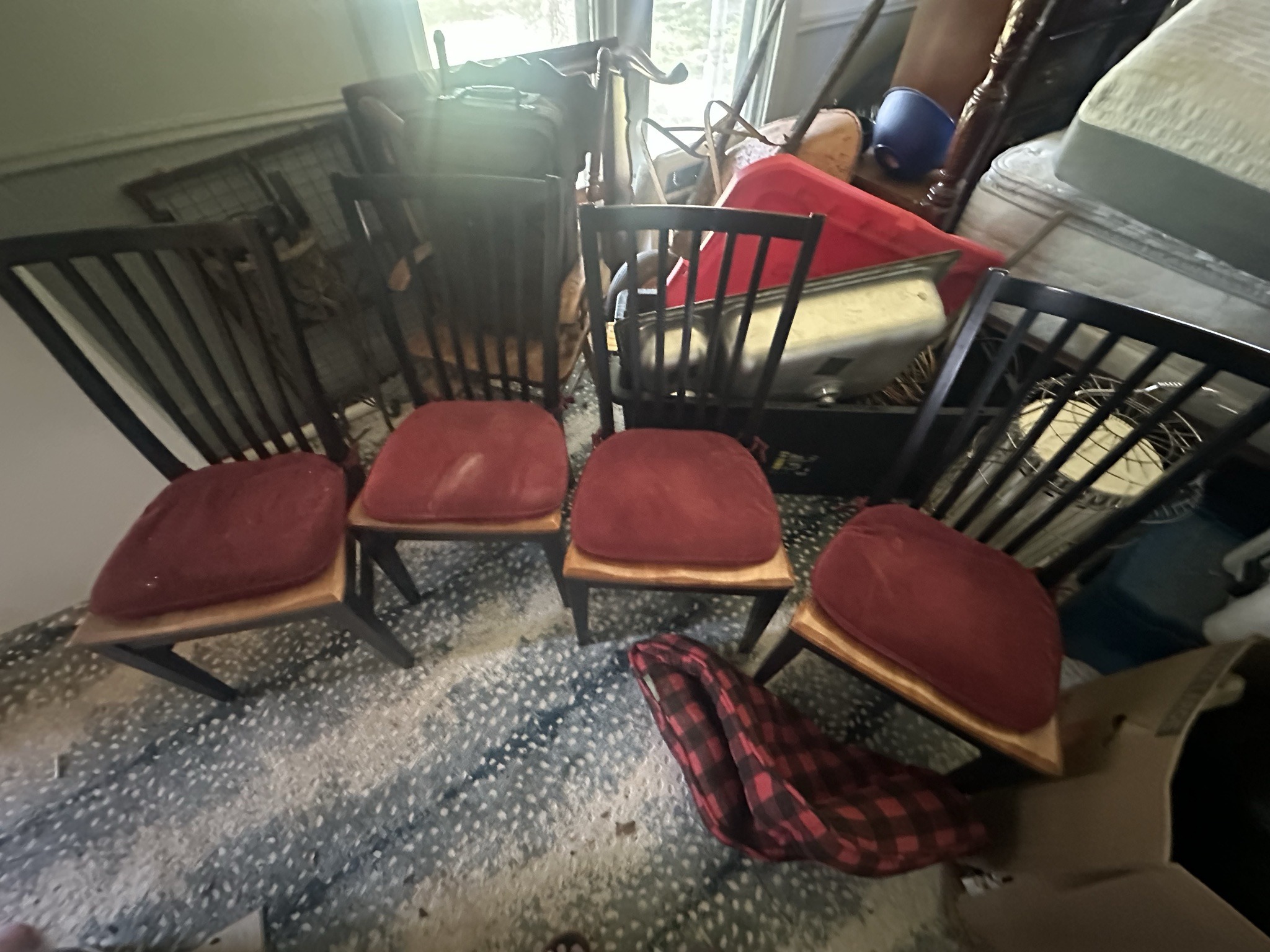 Set of Four Contemporary Spindle-Back Dining Chairs