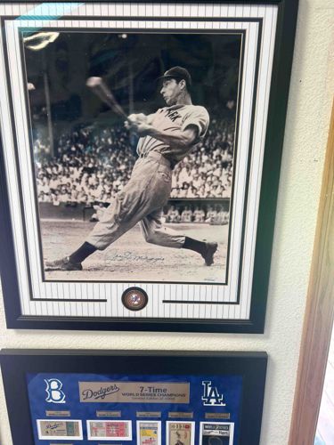Framed Joe DiMaggio Batting Photograph with Medallion