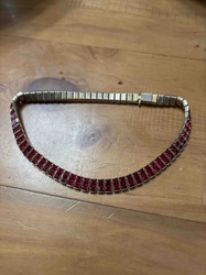Red Gemstone and Metal Choker Necklace