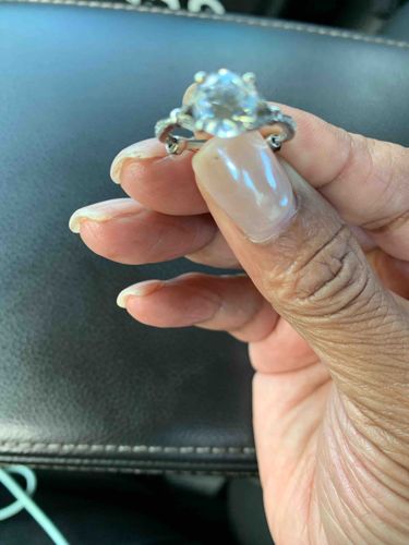 White Sapphire Solitaire Ring with Filigree Setting