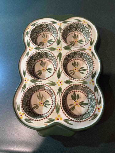 Temptations Floral Hand-Painted Ceramic Muffin Pan