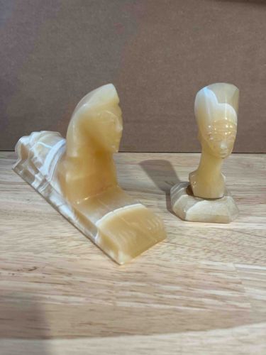 Pair of Mid-Century Carved Calcite/Onyx Figurative Sculptures