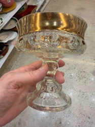 Footed Glass Compote with Gold Rim