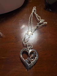 Sterling Silver Marcasite 'Mom' Heart Pendant Necklace