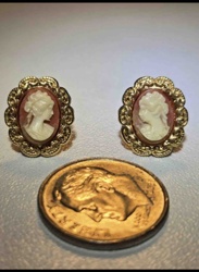 Vintage Cameo Clip-On Earrings
