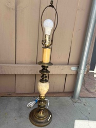 Vintage Brass and Stone Table Lamp