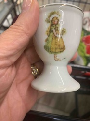 Porcelain Egg Cup with Girl Illustration