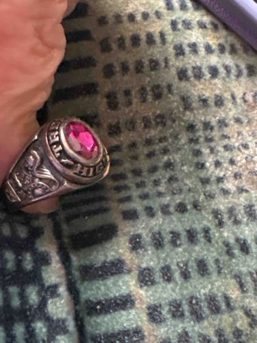 Vintage Class Ring with Red Stone