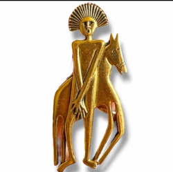 Vintage Laurel Burch Tribal Spirit Man With Horse Brooch