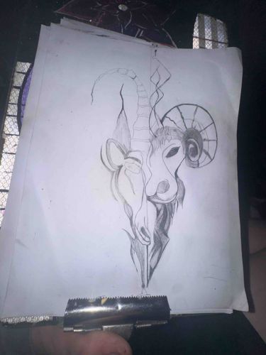Hybrid Ram-Creature Pencil Drawing