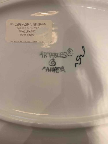 ArTables Hand-Painted Ceramic Plate "WALLPAPE" by Debra Durrer MFA