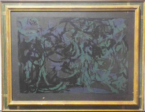 Mid-Century Abstract Expressionist Mixed Media Work