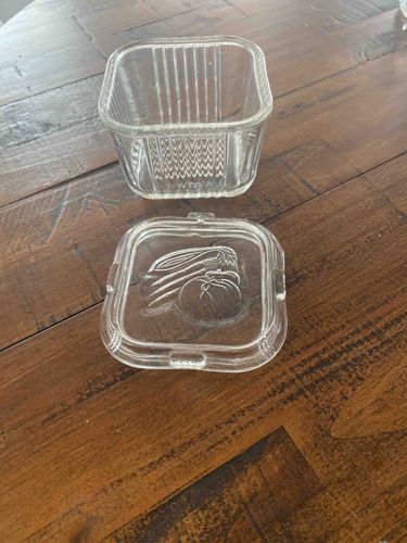 Vintage Pressed Glass Refrigerator Dish with Vegetable Lid