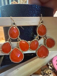 Orange Chandelier Dangle Earrings