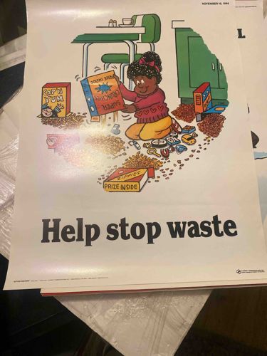 Help Stop Waste Vintage Educational Poster (November 10, 1986)