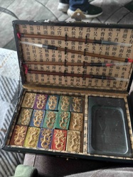 Traditional Chinese Ink Slab and Ink Stick Set with Calligraphy Brushes