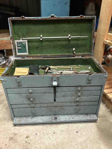 Vintage Machinist's Toolbox with Tools