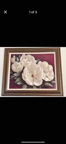Framed Dimensional Magnolia Floral Artwork