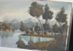 Mountain Lake Landscape Oil Painting