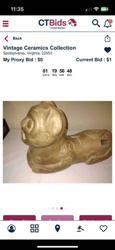 Vintage Ceramic Foo Dog / Mythical Creature Sculpture (Coin Bank)