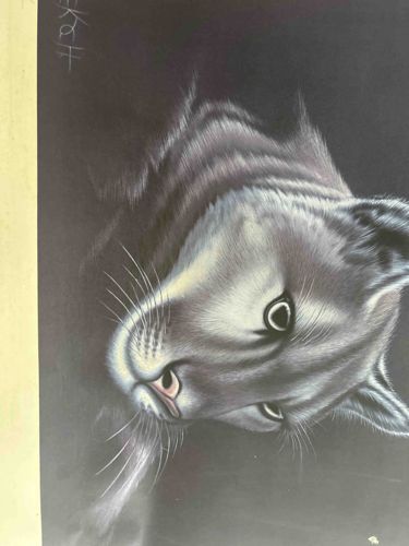 Grayscale Tabby Cat Art Print