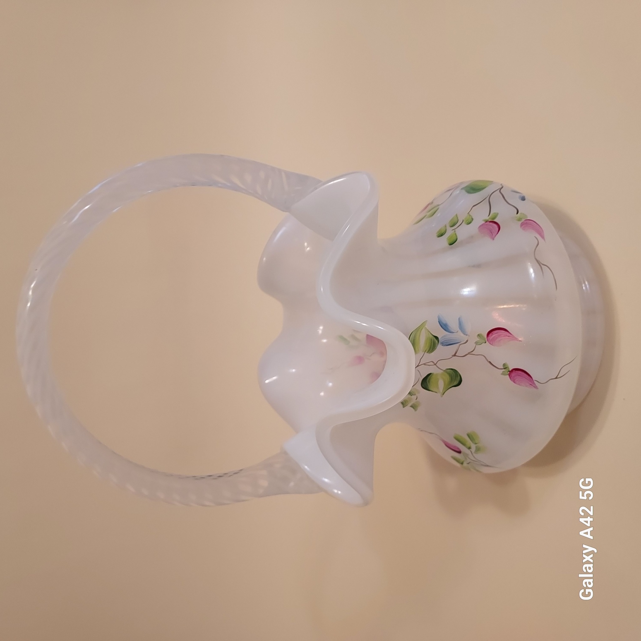 Submitted photo of Victorian Hand-Painted Satin Glass Basket