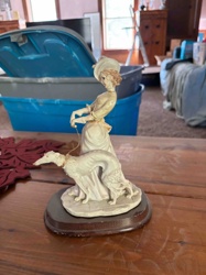 Woman with Borzoi Dog Figurine