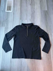 Tommy Hilfiger Men's Black Long Sleeve Quarter-Zip Polo Shirt